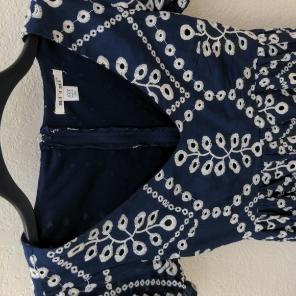 Navy Blue Embroidered Dress - Picture 2 of 3